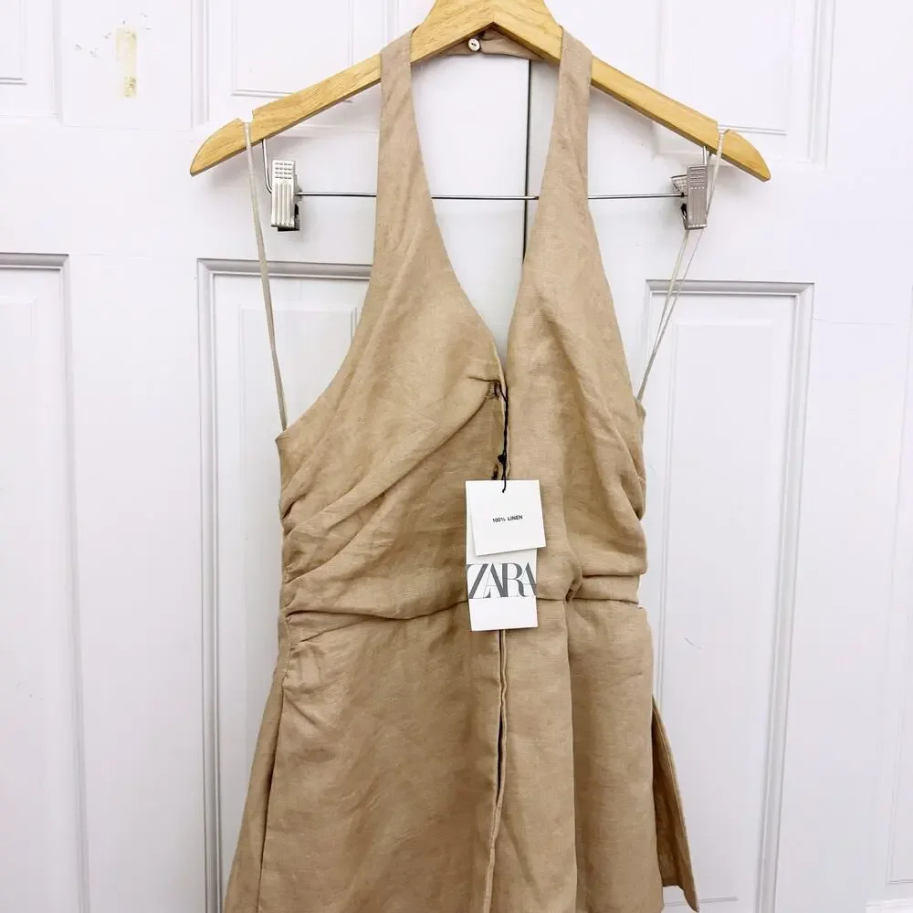 Zara Linen Halter Jumpsuit (Size Medium)
